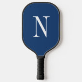 Raquette De Pickleball Monogramme moderne bleu et blanc (Verso)