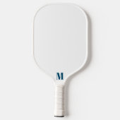 Raquette De Pickleball Monogramme moderne bleu marine et blanc (Verso)