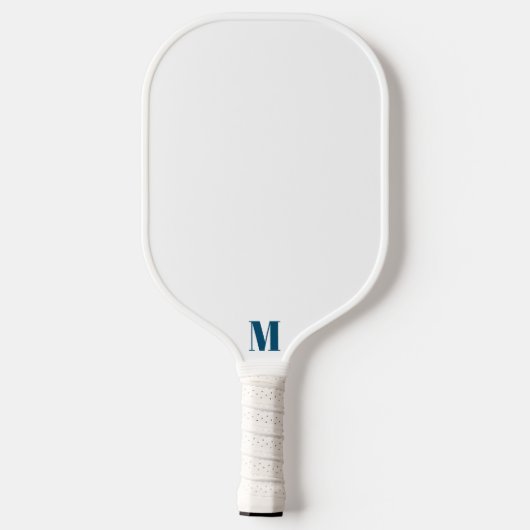 Raquette De Pickleball Monogramme moderne bleu marine et blanc (Verso)