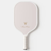 Raquette De Pickleball Monogramme moderne Blush Pink Gold Script (Verso)