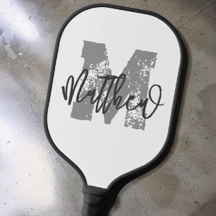 Raquette De Pickleball Monogramme Moderne Cool Grunge Ajoutez Votre Nom