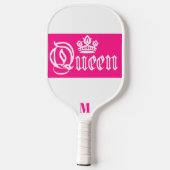 Raquette De Pickleball Monogramme moderne de la couronne rose vif et blan (Verso)