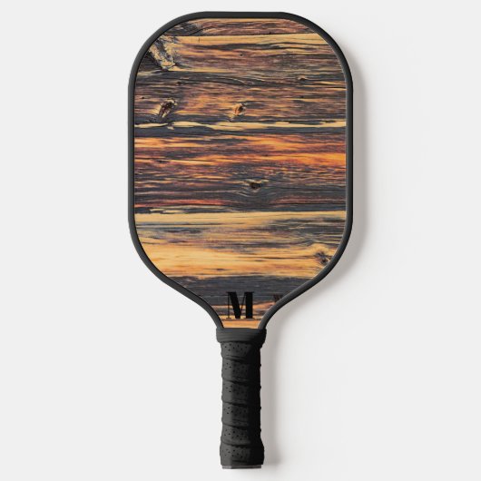 Raquette De Pickleball Monogramme moderne en bois rustique (Recto)