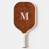 Raquette De Pickleball Monogramme moderne en cuir Brown Faux (Verso)
