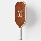 Raquette De Pickleball Monogramme moderne en cuir Brown Faux (Gauche)