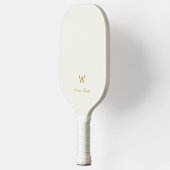 Raquette De Pickleball Monogramme Moderne en Or et Écriture Script (Gauche)