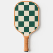 Raquette De Pickleball Monogramme moderne Green Checker (Verso)