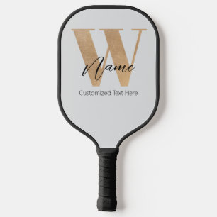Raquette De Pickleball Monogramme Moderne Initiale W & Nom Personnalisé
