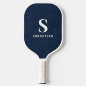 Raquette De Pickleball Monogramme moderne Marine bleu et blanc (Verso)