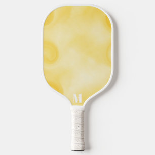 Raquette De Pickleball Monogramme moderne minimaliste jaune et blanc