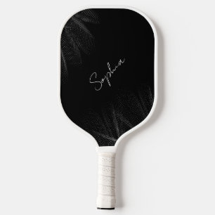 Raquette De Pickleball Monogramme moderne minimaliste noir et blanc