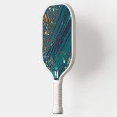 Raquette De Pickleball Monogramme moderne Motif brillant bleu blanc (Gauche)