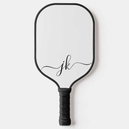 Raquette De Pickleball Monogramme moderne noir blanc (Recto)