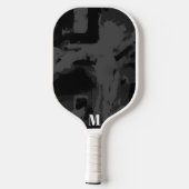 Raquette De Pickleball Monogramme moderne noir et blanc (Verso)
