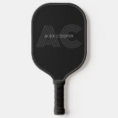 Raquette De Pickleball Monogramme moderne noir et gris (Recto)