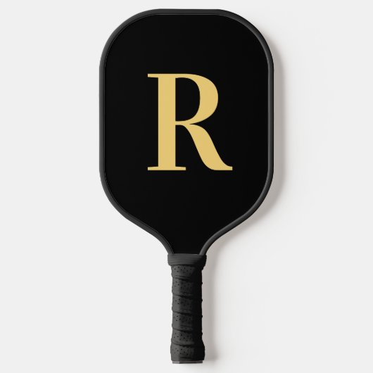 Raquette De Pickleball Monogramme moderne Noir Or (Recto)