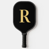 Raquette De Pickleball Monogramme moderne Noir Or (Verso)
