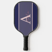 Raquette De Pickleball Monogramme moderne Nom bleu rose (Verso)