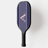 Raquette De Pickleball Monogramme moderne Nom bleu rose (Gauche)