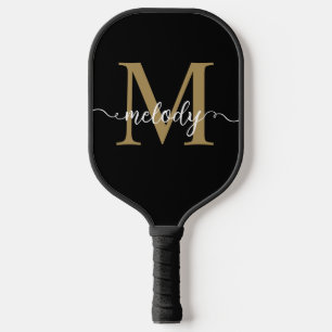 Raquette De Pickleball Monogramme moderne Nom du script Couleur personnal