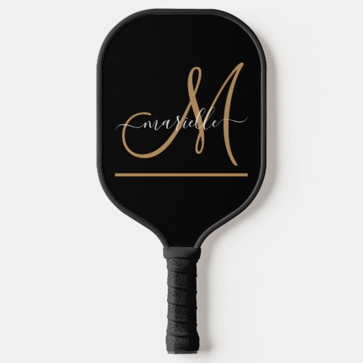 Raquette De Pickleball Monogramme moderne Nom du script Couleur personnal (Recto)