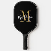 Raquette De Pickleball Monogramme moderne Nom du script Couleur personnal (Verso)