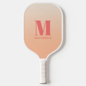 Raquette De Pickleball Monogramme moderne Nom initial Peach Gradient (Recto)