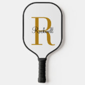 Raquette De Pickleball Monogramme moderne or et noir (Verso)