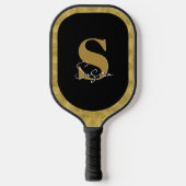 Raquette De Pickleball Monogramme moderne personnalisé Nom du script (Recto)