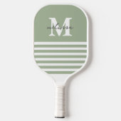 Raquette De Pickleball Monogramme Moderne Prépa Pastel Vert Nom (Verso)