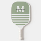 Raquette De Pickleball Monogramme Moderne Prépa Pastel Vert Nom (Recto)