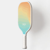 Raquette De Pickleball Monogramme moderne Retro Wavy Rainbow (Gauche)