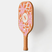 Raquette De Pickleball Monogramme moderne rose et orange (Gauche)