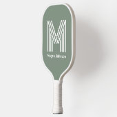 Raquette De Pickleball Monogramme moderne Sage Green Pickleball Paddle (Gauche)