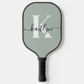 Raquette De Pickleball Monogramme moderne Sage vert (Recto)