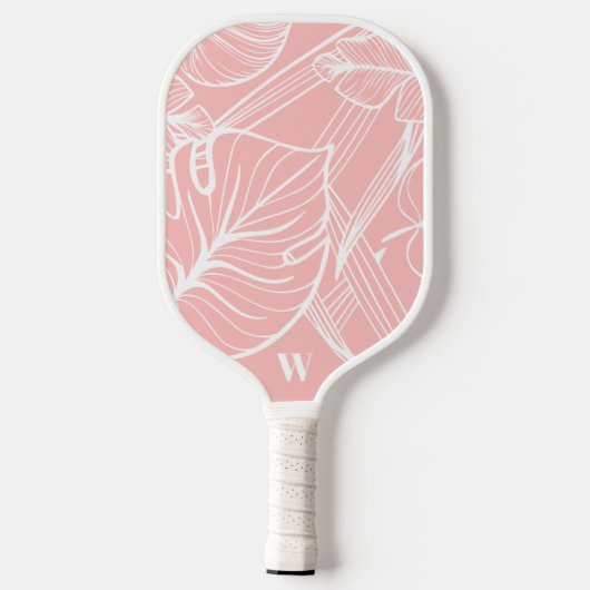 Raquette De Pickleball Monogramme moderne Trendy Pink (Verso)