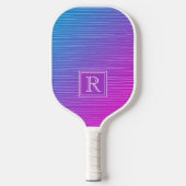 Raquette De Pickleball Monogramme moderne vibrant rose bleu dégradé (Recto)