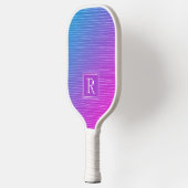 Raquette De Pickleball Monogramme moderne vibrant rose bleu dégradé (Gauche)