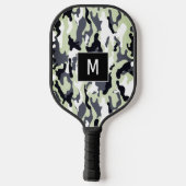 Raquette De Pickleball Monogramme Motif de camouflage vert (Verso)