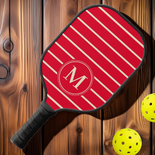 Raquette De Pickleball Monogramme Moyen Siècle Striped Cherry Picking Ros