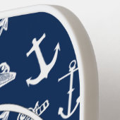 Raquette De Pickleball Monogramme nautique Ancre bleu marine Motif (Détail gauche)