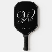Raquette De Pickleball Monogramme noir élégant personnalisé initial (Verso)