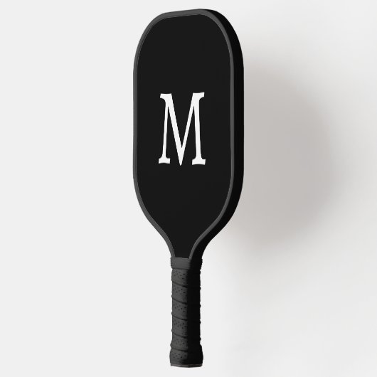 Raquette De Pickleball Monogramme noir et blanc de base initial (Gauche)