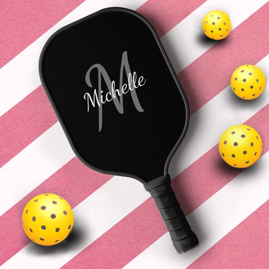 Raquette De Pickleball Monogramme noir et blanc professionnel simple