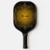 Raquette De Pickleball Monogramme Noir et Or avec éléments décoratifs (Recto)