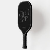 Raquette De Pickleball Monogramme noir gris élégant personnalisé initial (Gauche)