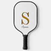 Raquette De Pickleball Monogramme noir or moderne (Verso)