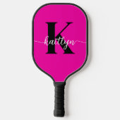 Raquette De Pickleball Monogramme noir rose chaud (Verso)