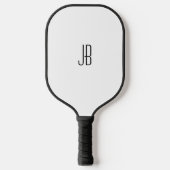 Raquette De Pickleball Monogramme noir simple ou nom en blanc (Recto)