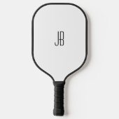Raquette De Pickleball Monogramme noir simple ou nom en blanc (Verso)